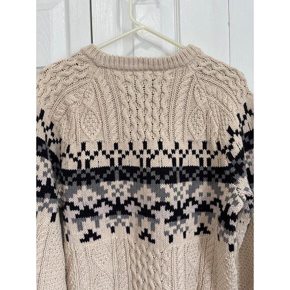 L.L. Bean signature 100% cotton, chunky heavy cable knit fisherman sweater Med - Picture 5 of 8